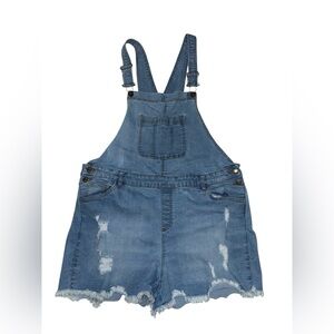 Venus Denim Distressed Overalls Size 16